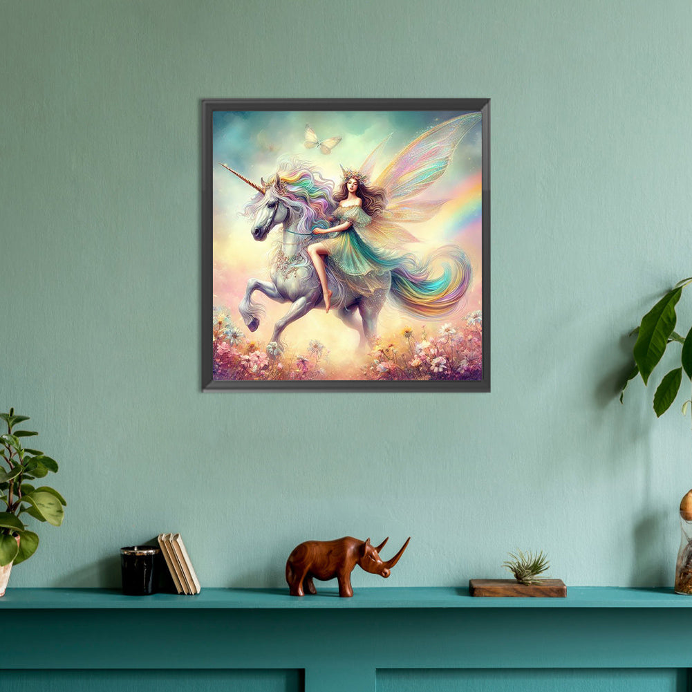 Unicorn And Girl - Full Round Drill Diamond Painting 30*30CM
