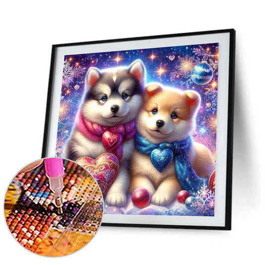 Dog And Dog - Full Round Drill Diamond Painting 30*30CM
