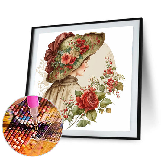 French Rose Lady - Full Round Drill Diamond Painting 30*30CM