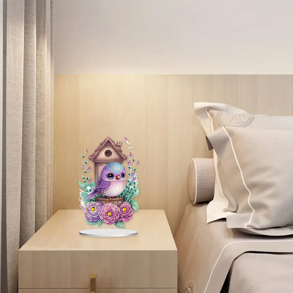 Resin Cute Bird Special Shaped Desktop Diamond Art Kit Desktop Decor (Bird)