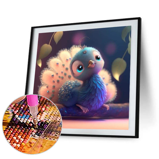 Cute Peacock - Full Round Drill Diamond Painting 30*30CM