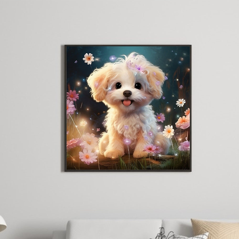 Flower Puppy - Full Round Drill Diamond Painting 30*30CM