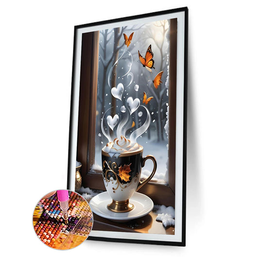 Coffee Butterfly - Full Round Drill Diamond Painting 40*60CM