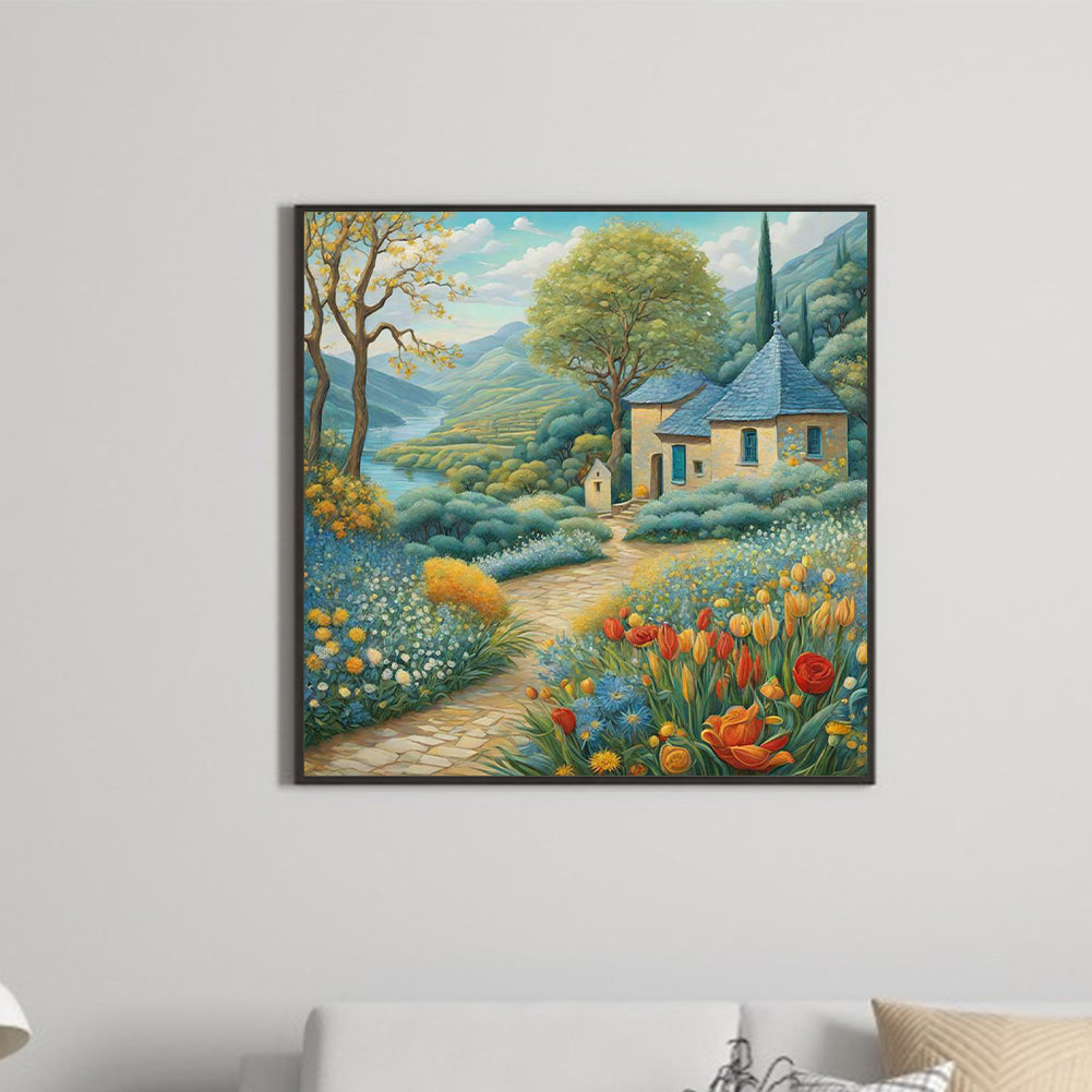 Tulips And Hut - Full Round Drill Diamond Painting 30*30CM