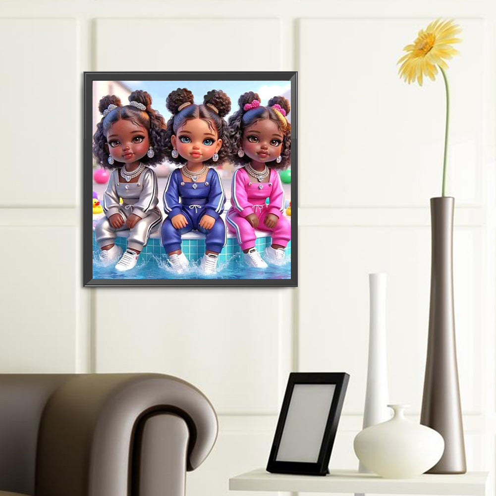 Cartoon Black Man - Full Round Drill Diamond Painting 40*40CM