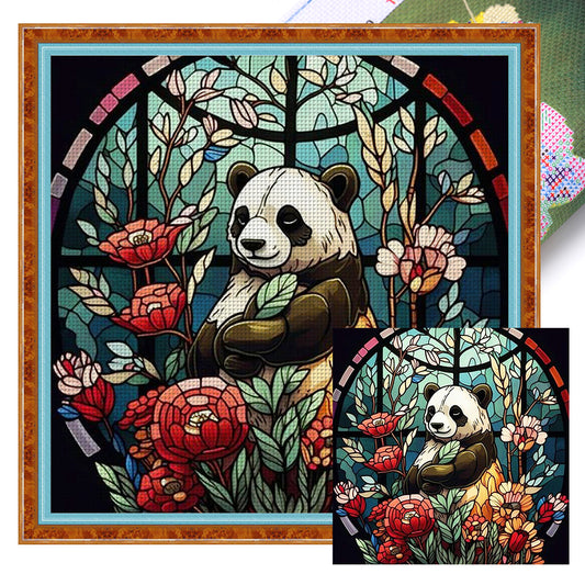Glass Painting Panda - 11CT Stamped Cross Stitch 40*40CM