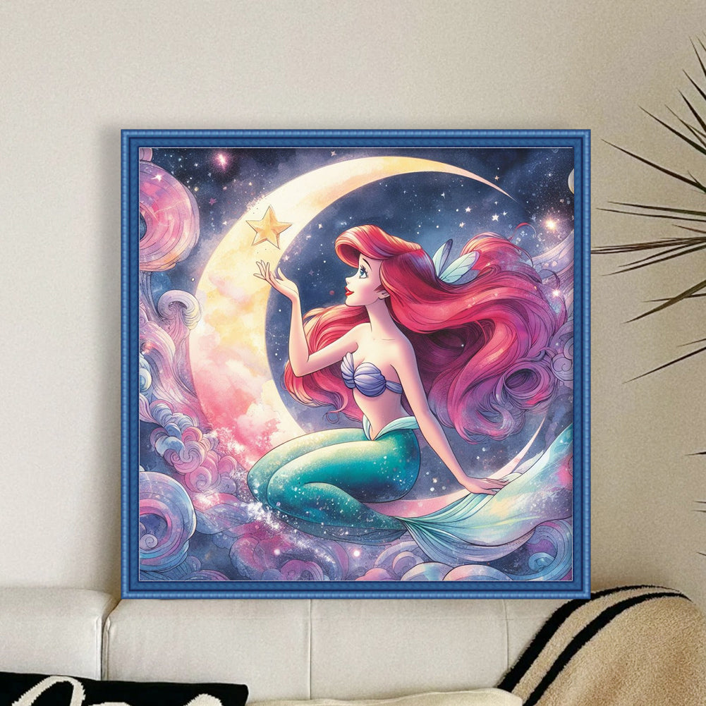 Mermaid Princess Ariel - 18CT Stamped Cross Stitch 30*30CM