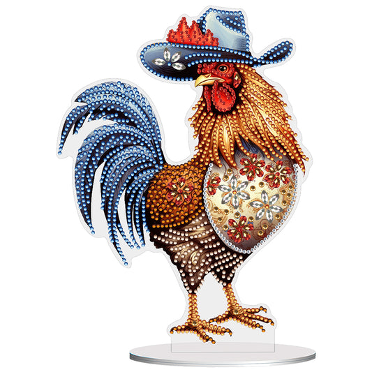 Special Shape Rooster Desktop Diamond Painting Art Office Home Decor (Rooster 4)