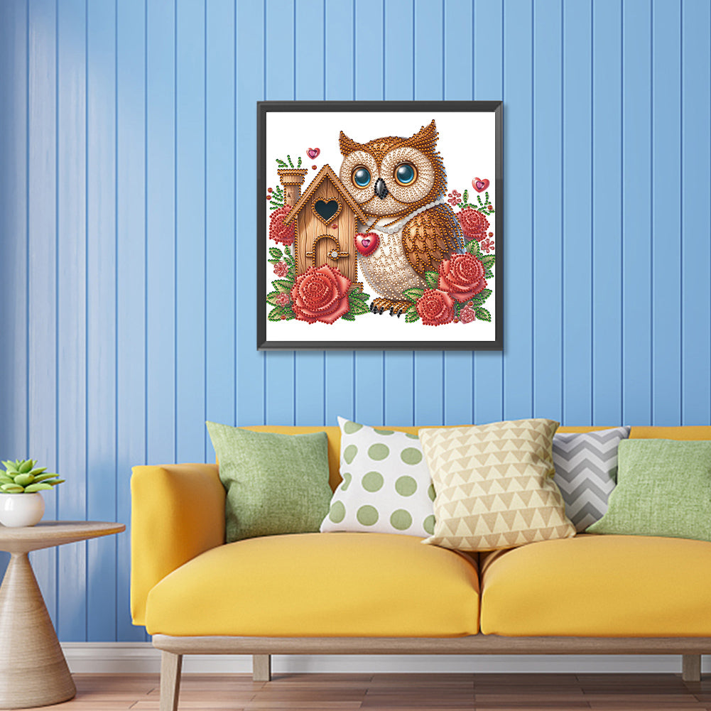 Rose Owl House - Special Shaped Drill Diamond Painting 30*30CM