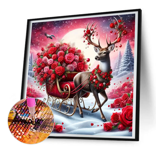 Elk Rose - Full Round Drill Diamond Painting 30*30CM