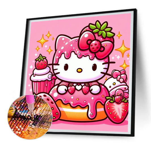 Strawberry Hello Kitty - Full Round Drill Diamond Painting 30*30CM