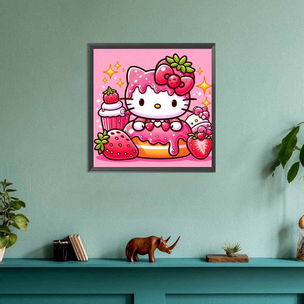 Strawberry Hello Kitty - Full Round Drill Diamond Painting 30*30CM