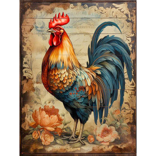 Flowers And Rooster - Full Round Drill Diamond Painting 30*40CM