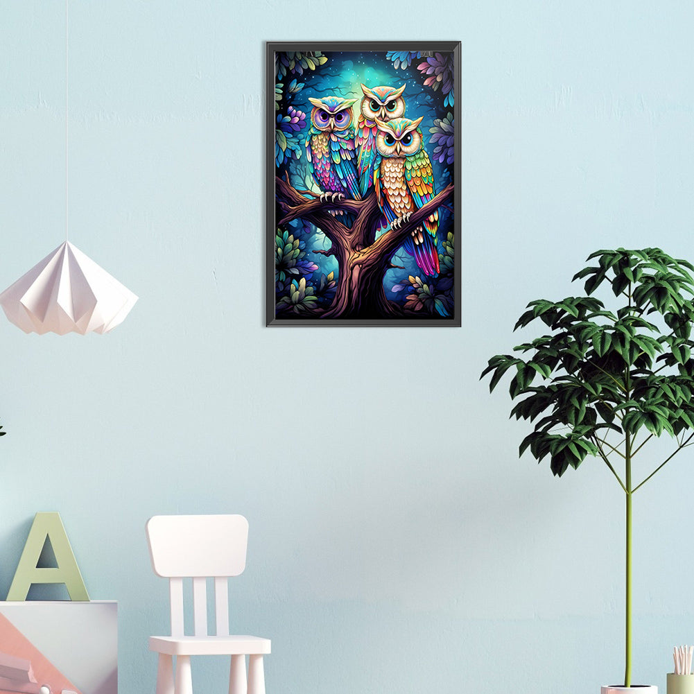 Owl - Full Round Drill Diamond Painting 30*45CM