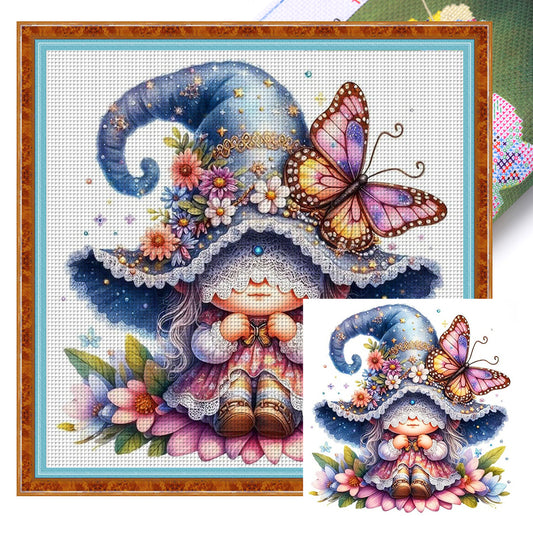 Butterfly Gnome - 11CT Stamped Cross Stitch 45*45CM