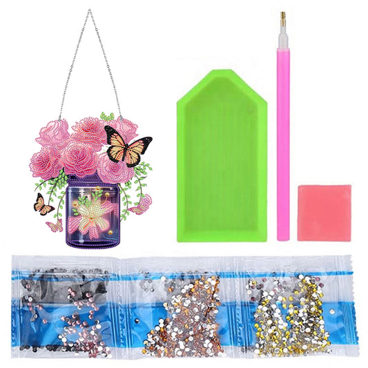 Glow Butterfly Vase 5D DIY Diamond Painting Dots Pendant Office Decor KJ096)