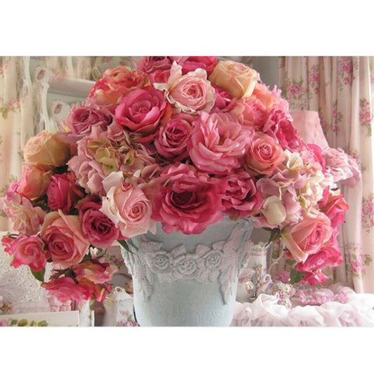 Rose Flowerpot - Full Round Drill Diamond Painting 40*30CM