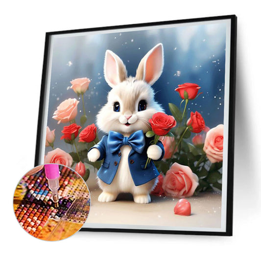 Flower Bunny - Full Round Drill Diamond Painting 30*30CM