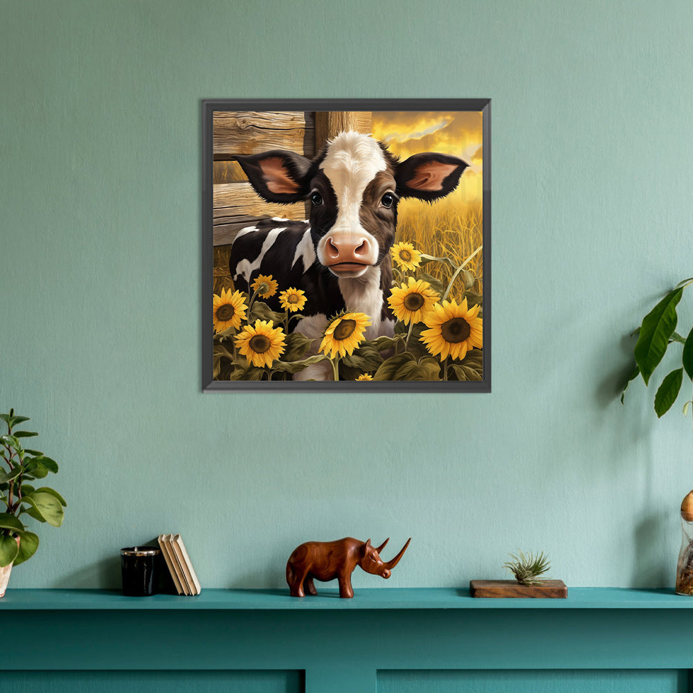 Sunflower Cow - Full Round Drill Diamond Painting 30*30CM