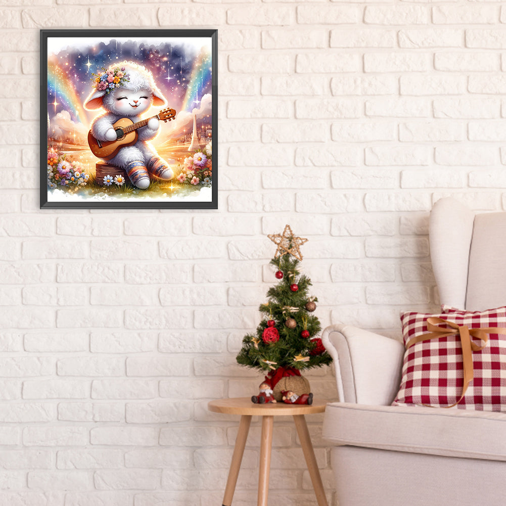 Sheep Playing Guitar - Full Round Drill Diamond Painting 30*30CM