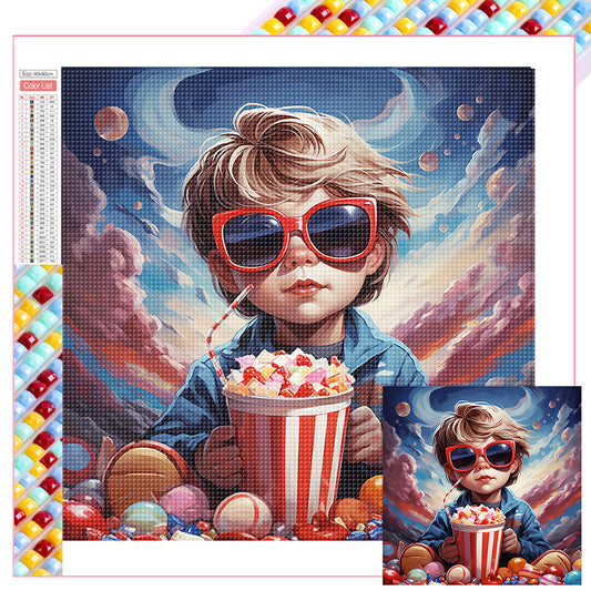 Popcorn Kid - Full Square Drill Diamond Painting 40*40CM