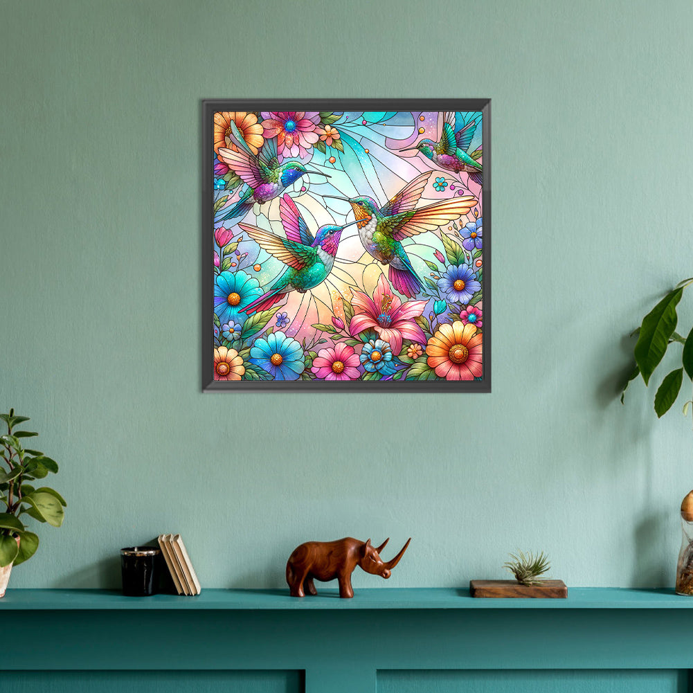 Flowers Hummingbird - Full Round Drill Diamond Painting 30*30CM