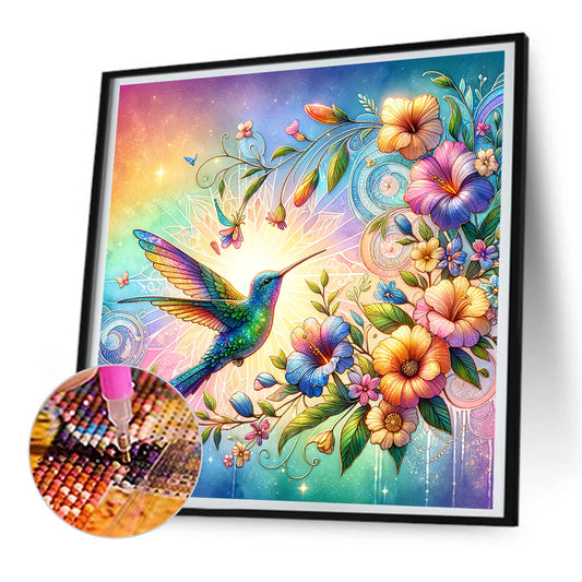 Flowers Hummingbird - Full Round Drill Diamond Painting 30*30CM