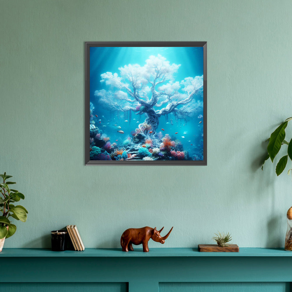 Beautiful Sacred Tree Under The Sea - Full Round Drill Diamond Painting 30*30CM