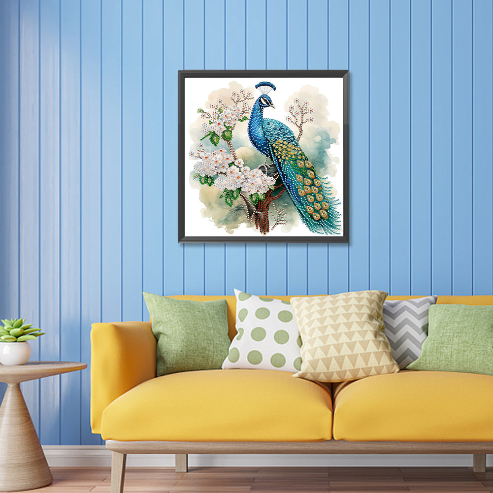 Flower Tree Peacock - Special Shaped Drill Diamond Painting 30*30CM