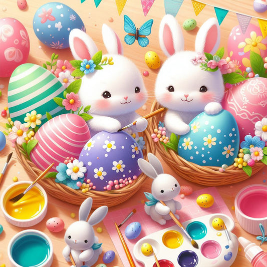 Two Easter Egg Rabbits - Full Round Drill Diamond Painting 30*30CM