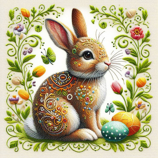 Embroidery Easter Egg Rabbit - Full Round Drill Diamond Painting 30*30CM