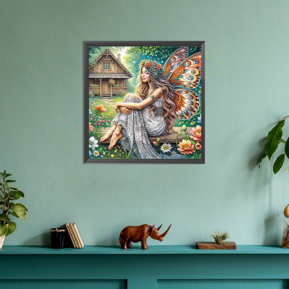 Garden Butterfly Fairy - Full Round Drill Diamond Painting 30*30CM