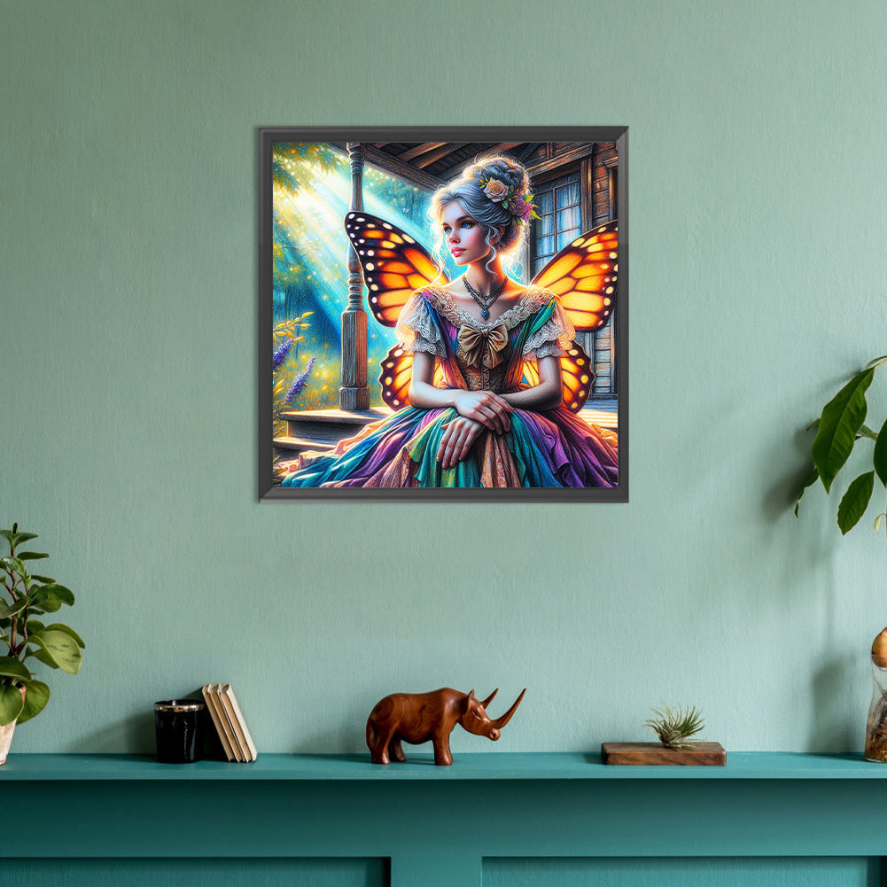 Garden Butterfly Fairy - Full Round Drill Diamond Painting 30*30CM