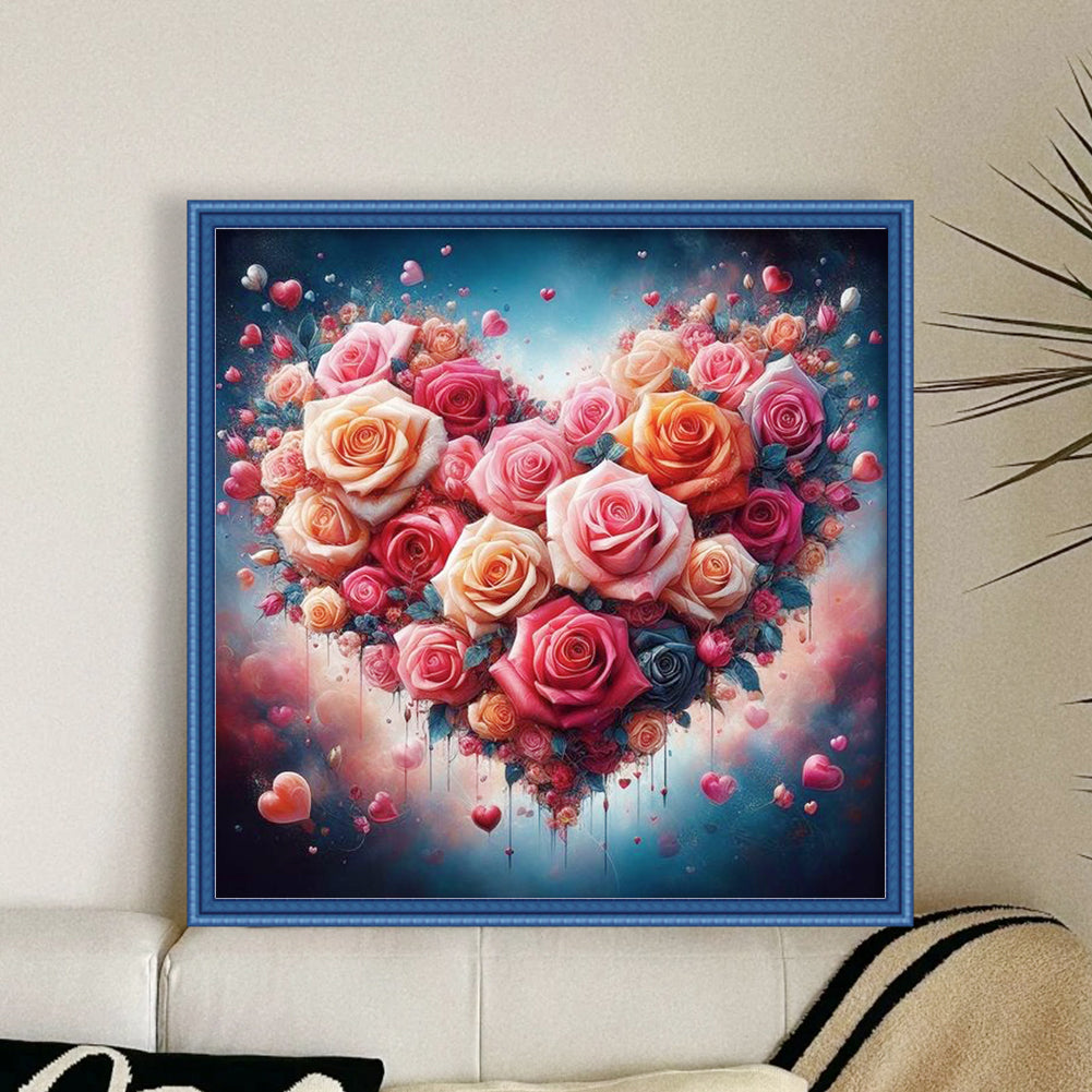 Love Rose - 18CT Stamped Cross Stitch 40*40CM