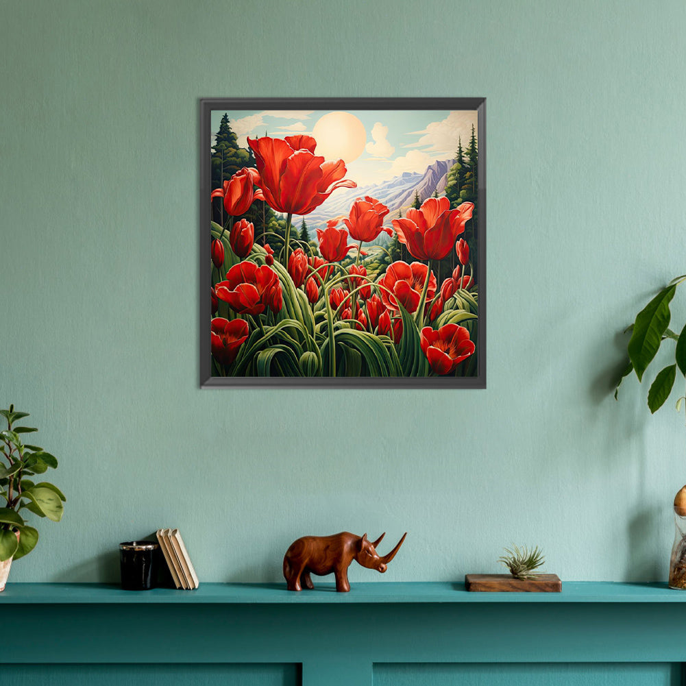 Poppy Flower - Full Round Drill Diamond Painting 30*30CM