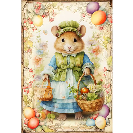 Retro Poster-Easter Egg Mouse - 11CT Stamped Cross Stitch 40*60CM