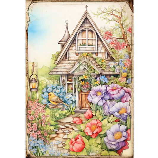 Vintage Poster - Garden Cabin - 11CT Stamped Cross Stitch 40*60CM