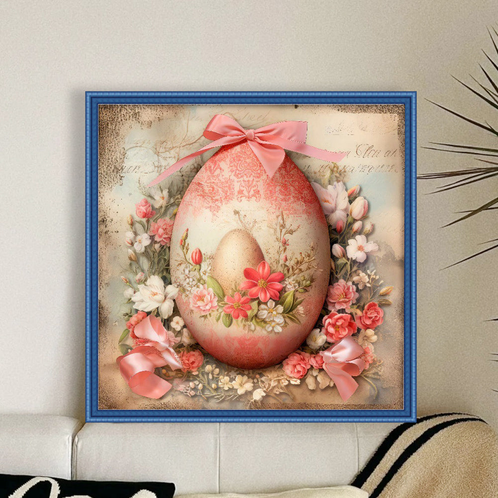 Easter Flowers And Eggs - 11CT Stamped Cross Stitch 45*45CM