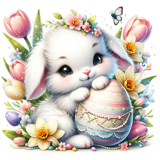 Lop-Eared Rabbit And Easter Eggs - Full Round Drill Diamond Painting 30*30CM