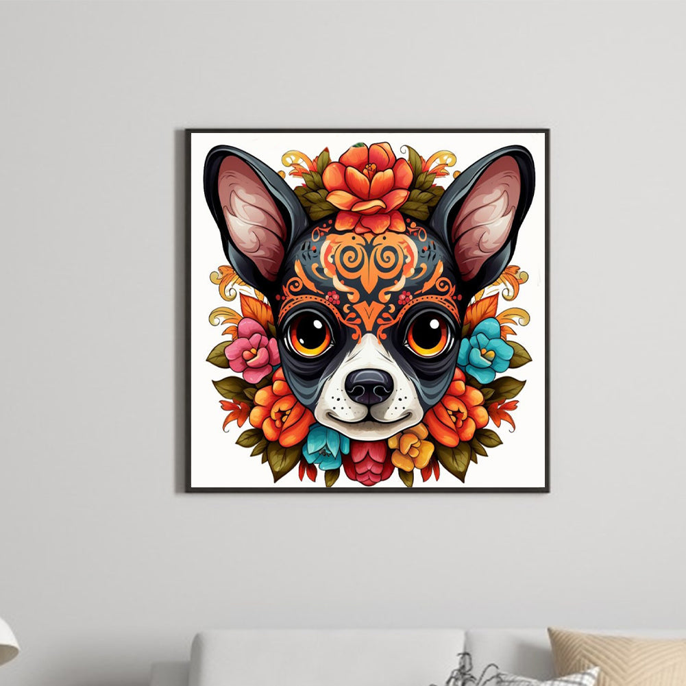 Painted Dog Head - Full Round Drill Diamond Painting 30*30CM