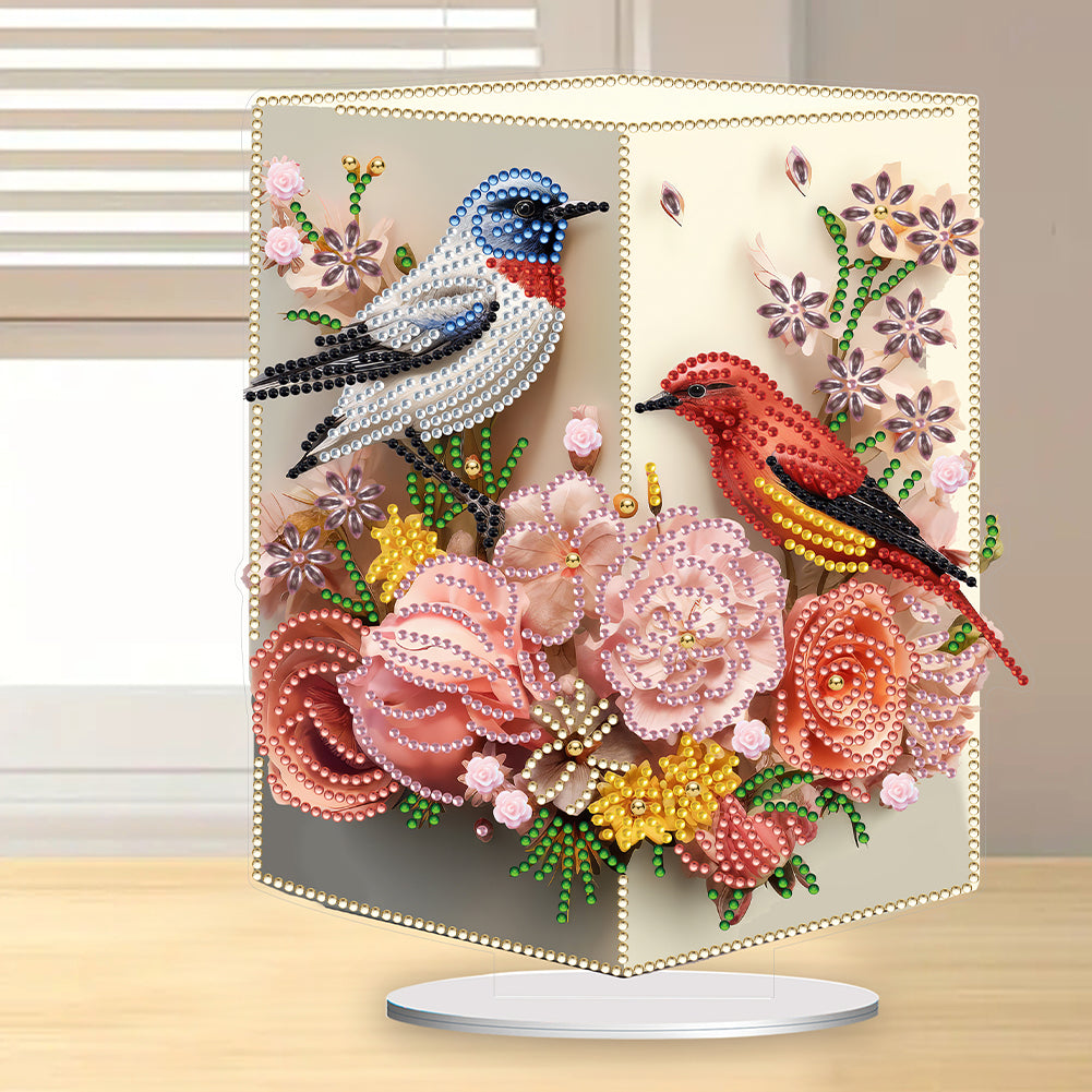 Acrylic Bird Flower Vase Desktop Diamond Painting Art Kits for Home Office Decor