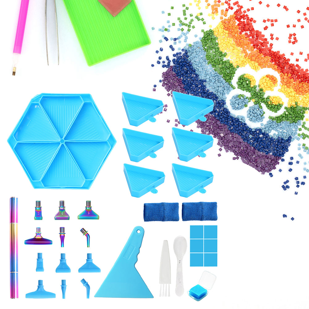 Diamond Painting Tool Accessory Tray Kit with Brush Spoon Glue Clays (Set 3)