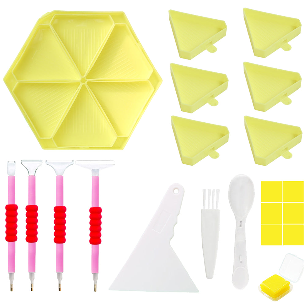 Diamond Painting Tool Accessory Tray Kit with Brush Spoon Pen Glue Clay (Set 1)