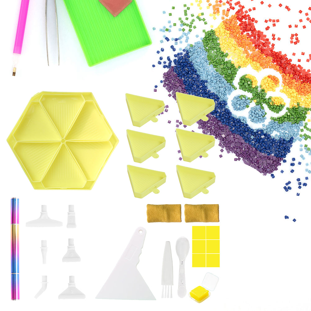 Diamond Painting Tool Accessory Tray Kit with Brush Spoon Glue Clays (Set 2)