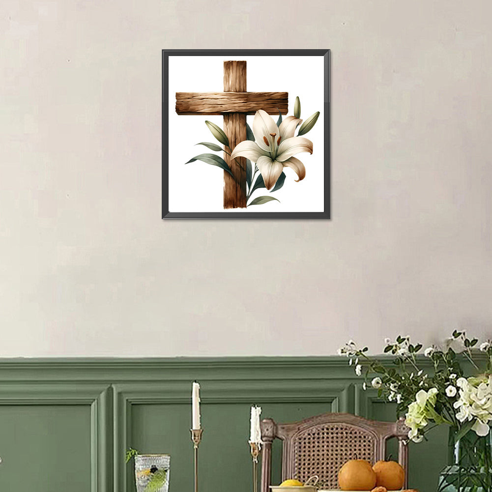 Cross Lily - Full Square Drill Diamond Painting 40*70CM