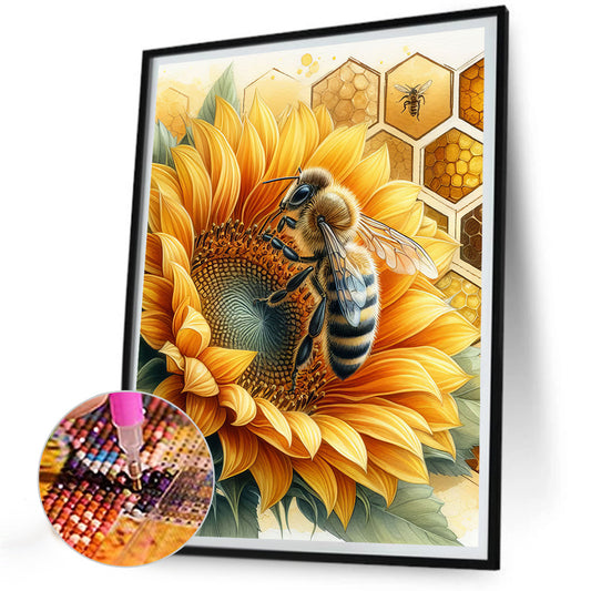 Flower Bee - Full Round Drill Diamond Painting 30*40CM