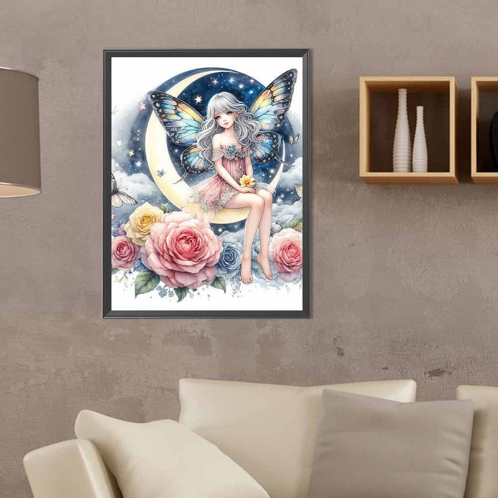 Moon Fairy - Full Round Drill Diamond Painting 30*40CM