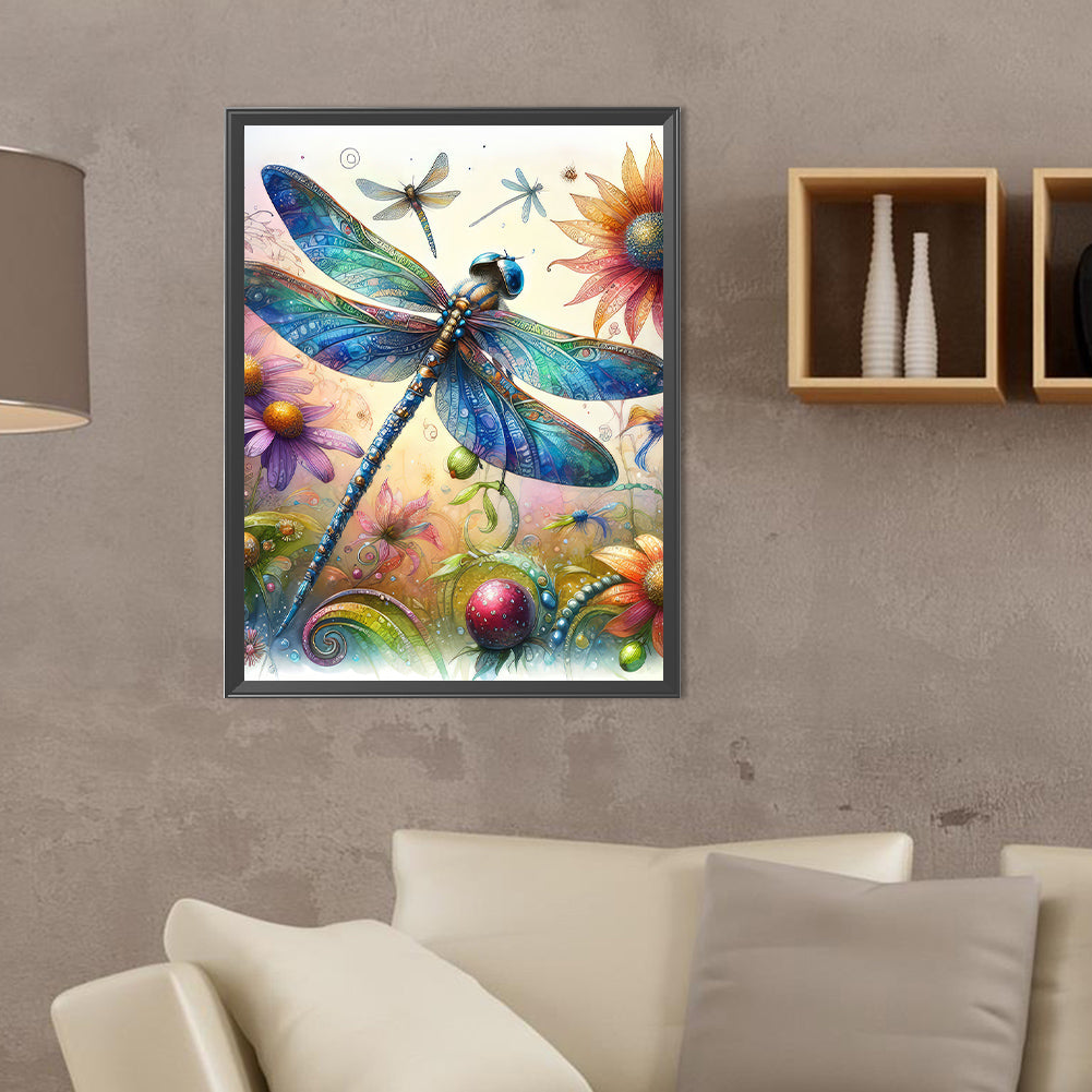 Romantic Dragonfly - Full Round Drill Diamond Painting 30*40CM