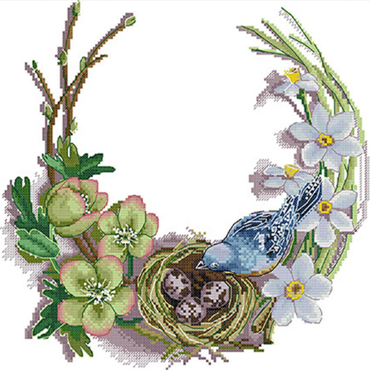 Bird'S Nest Garland - 14CT Stamped Cross Stitch 34*33CM(Joy Sunday)