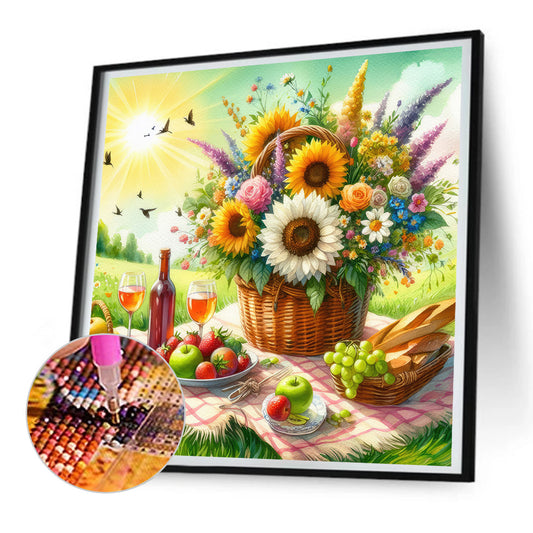 Spring Outdoor Flowers And Fruits - Full Round Drill Diamond Painting 30*30CM